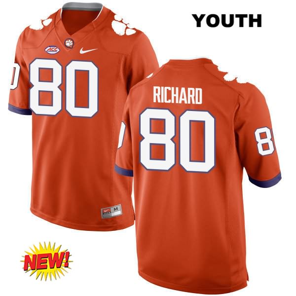 Youth Clemson Tigers #80 Milan Richard Stitched Orange New Style Authentic Nike NCAA College Football Jersey MDJ6446EB